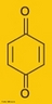 Frmula da benzoquinona que  um dos dois ismeros de posio da ciclohexanodiona. A sua frmula qumica  C6H4O2. <br/><br/> Palavras-chave: Benzoquinona. Isomeria. Ismeros de posio.