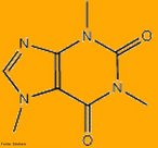 Representao da molcula de cafena. A cafena  um composto qumico de frmula C8H10N4O2  classificado como alcaloide do grupo das xantinas e designado quimicamente como 1,3,7-trimetilxantina.  encontrado em certas plantas e usado para o consumo em bebidas, na forma de infuso, como estimulante. <br/><br/> Palavras-chave: Alcaloides. Estimulantes. Caf. Base nitrogenada. Solues. Misturas. 