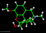 Representao tridimensional da molcula da Codena.  um frmaco alcalide do grupo dos opiides, que  usado no tratamento da dor. Nomenclatura IUPAC: (5α,6α)-7,8-didehydro-4,5-epoxy-3-methoxy-17-methylmorphinan-6-ol. Frmula Molecular: C18H21NO3. Massa Molar: 299.364 g/mol. <br/><br/> Palavras-chave: Codena. Molculas. Substncias qumicas. Medicamentos. Drogas.