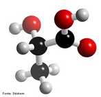 Molcula de cido ltico em 3D. O cido lctico ou ltico ( do latim lac, lactis, leite),  um composto orgnico de funo mista cido carboxlico - lcool que apresenta frmula molecular C3H6O3 e estrutural CH3 - CH ( OH ) - COOH. Participa de vrios processos bioqumicos, e o lactato  a forma ionizada deste cido. Foi descoberto pelo qumico sueco Carl Wilhelm Scheele, no leite coalhado. Pela nomenclatura IUPAC  conhecido como cido 2-hidroxipropanico ou cido α-hidroxipropanico. <br/><br/> Palavras-chave: cido. cido ltico. Funes qumicas. Molcula.