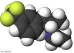 Representao tridimensional da molcula de Fenfluramina.  uma droga que compunha a formulao de medicamentos anti-obesidade do grupo Fen-Fen (a outra droga era a Fentermina).  uma mistura racmica de dois enantimeros, dextrofluramina e levofenfluramina. Ele aumenta o nvel do neurotransmissor de cerotonina, uma substncia qumica que regula o humor, apetite e outras funes .  Frmula molecular C12H16F3N. Massa molar 231,257 g/mol. Nomenclatura IUPAC (sistemtica) (RS)-N-ethyl-1-[3-(trifluoromethyl)phenyl]propan-2-amine <br/><br/> Palavras-chave: Fenfluramina. Medicamentos. Qumica orgnica. Doping.