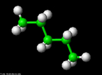 Representao tridimensional da molcula de pentano, que  um hidrocarboneto com frmula qumica  C5H12. Existem 3 ismeros do pentano: o n-pentano (IUPAC: pentano), o iso-pentano (IUPAC: metil butano) e o neo-pentano (IUPAC: dimetil propano). Por ser voltil, o pentano  utilizado em laboratrio como um solvente de substncias apolares como ele. Ainda em laboratrio,  empregado em cromatografia. <br/><br/> Palavras-chave: Pentano. Hidrocarbonetos. Funes qumicas. Qumica orgnica.