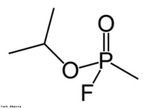 Representao da molcula de Sarin (C4H10FO2P) que  uma substncia txica que atua essencialmente sobre o sistema nervoso. Muito utilizada em guerra qumica. O sarin  um composto organofosforado. <br/><br/> Palavras-chave: Sarin. Guerra qumica. Composto organofosforado.